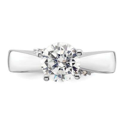 14K Weißgold Synthetisch Diamant Verlobungsring
