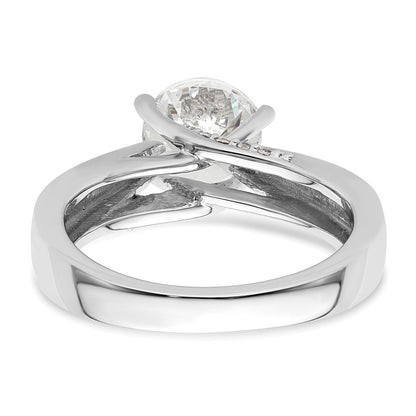 14K Weißgold Synthetisch Diamant Verlobungsring