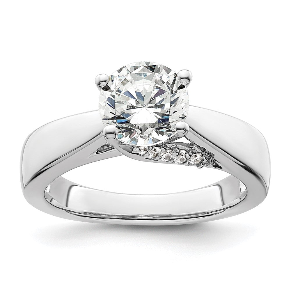14K Weißgold Synthetisch Diamant Verlobungsring