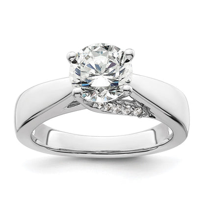 14K Weißgold Synthetisch Diamant Verlobungsring
