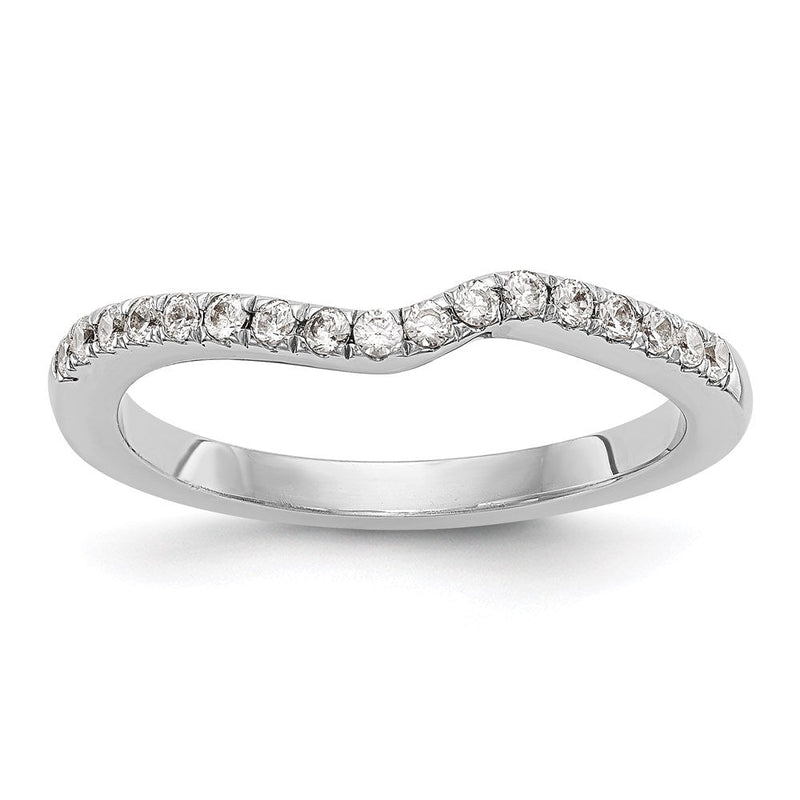 14K Weißgold Diamant-Ehering, konturiert