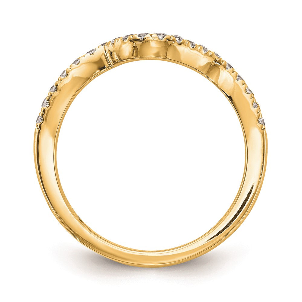 14K Gelbgold Ehering mit echten Diamanten, konturiert