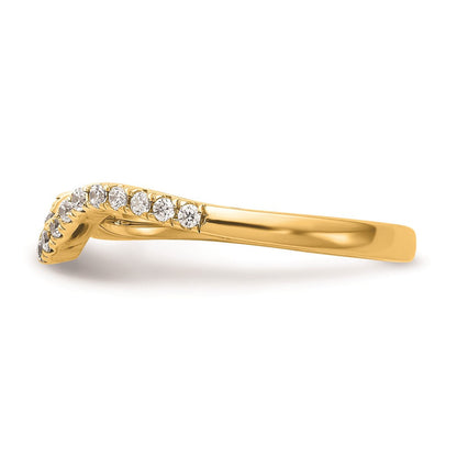14K Gelbgold Ehering mit echten Diamanten, konturiert