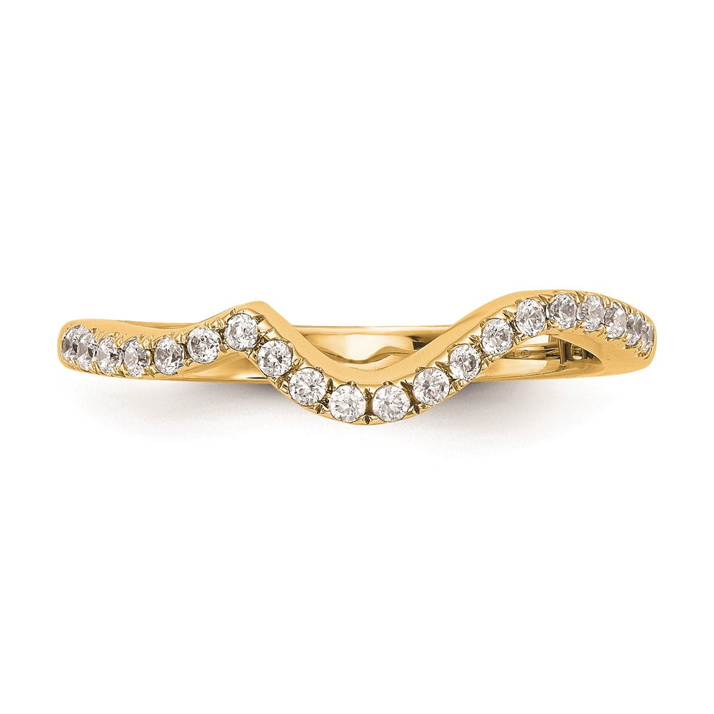 14K Gelbgold Ehering mit echten Diamanten, konturiert