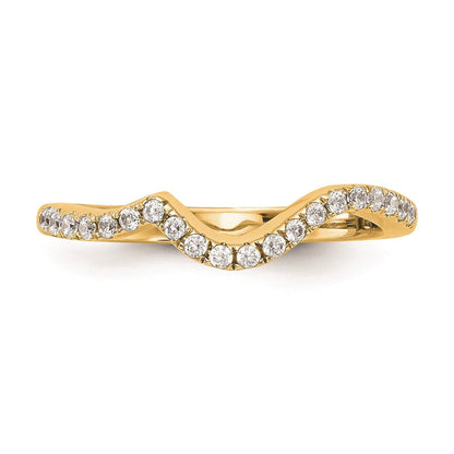 14K Gelbgold Ehering mit echten Diamanten, konturiert