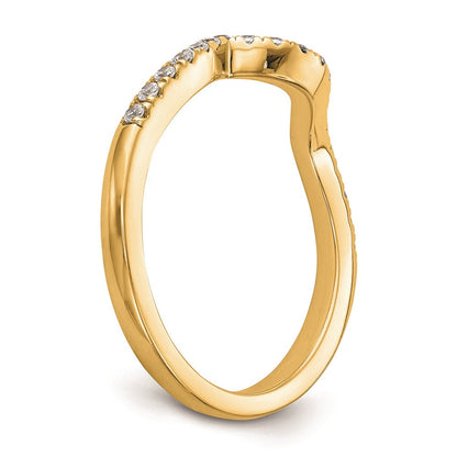 14K Gelbgold Ehering mit echten Diamanten, konturiert