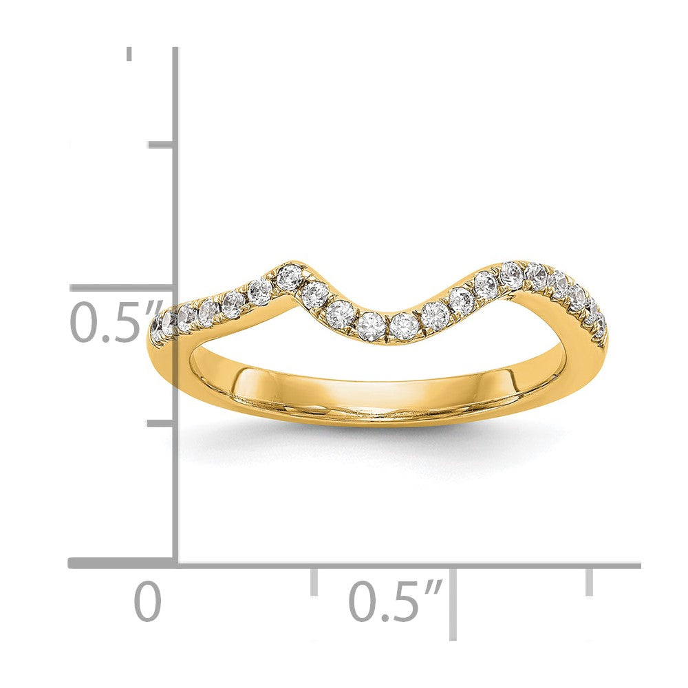 14K Gelbgold Ehering mit echten Diamanten, konturiert