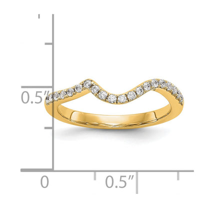 14K Gelbgold Ehering mit echten Diamanten, konturiert