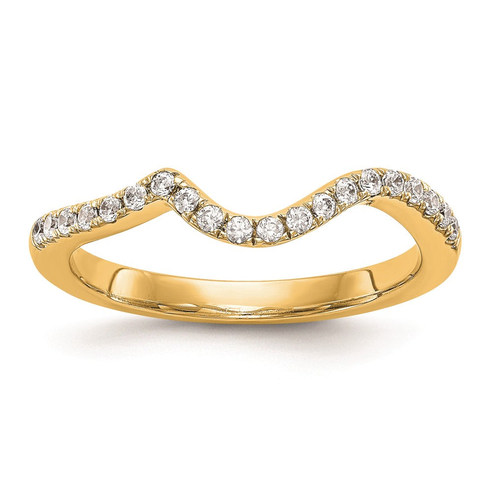 14K Gelbgold Ehering mit echten Diamanten, konturiert