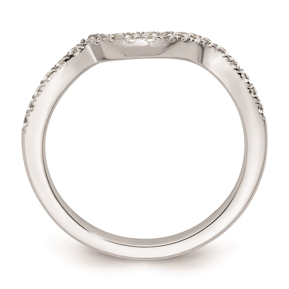 14K Weißgold Damen-Ehering mit natürlichen Diamanten, geschwungenes Design