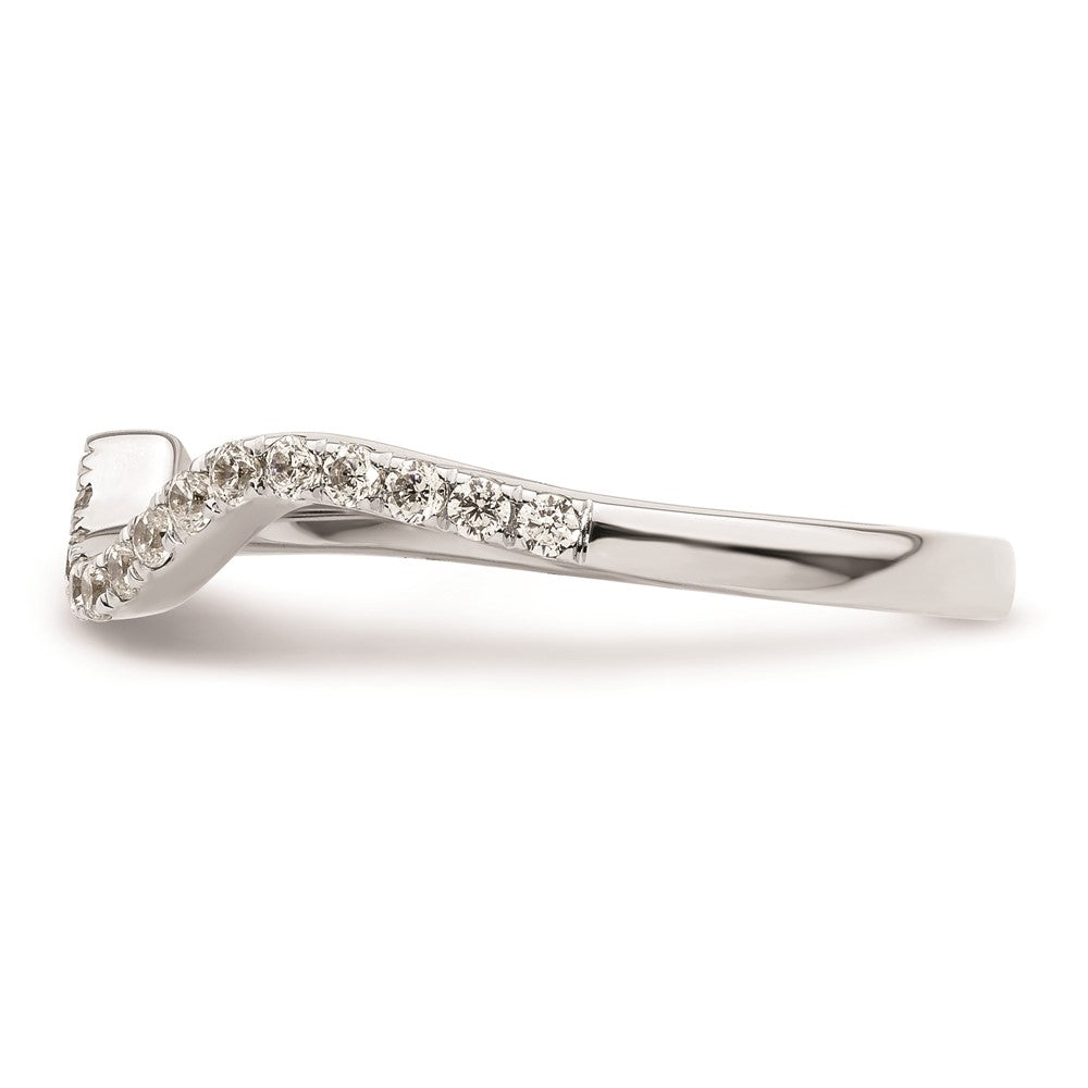 14K Weißgold Damen-Ehering mit natürlichen Diamanten, geschwungenes Design