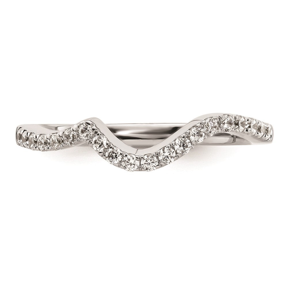 14K Weißgold Damen-Ehering mit natürlichen Diamanten, geschwungenes Design
