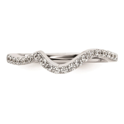 14K Weißgold Damen-Ehering mit natürlichen Diamanten, geschwungenes Design