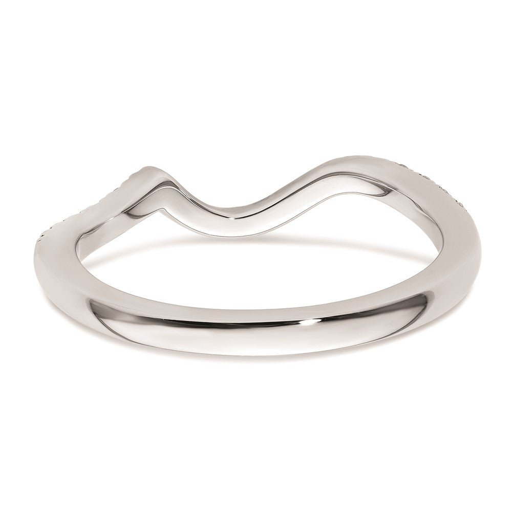 14K Weißgold Damen-Ehering mit natürlichen Diamanten, geschwungenes Design