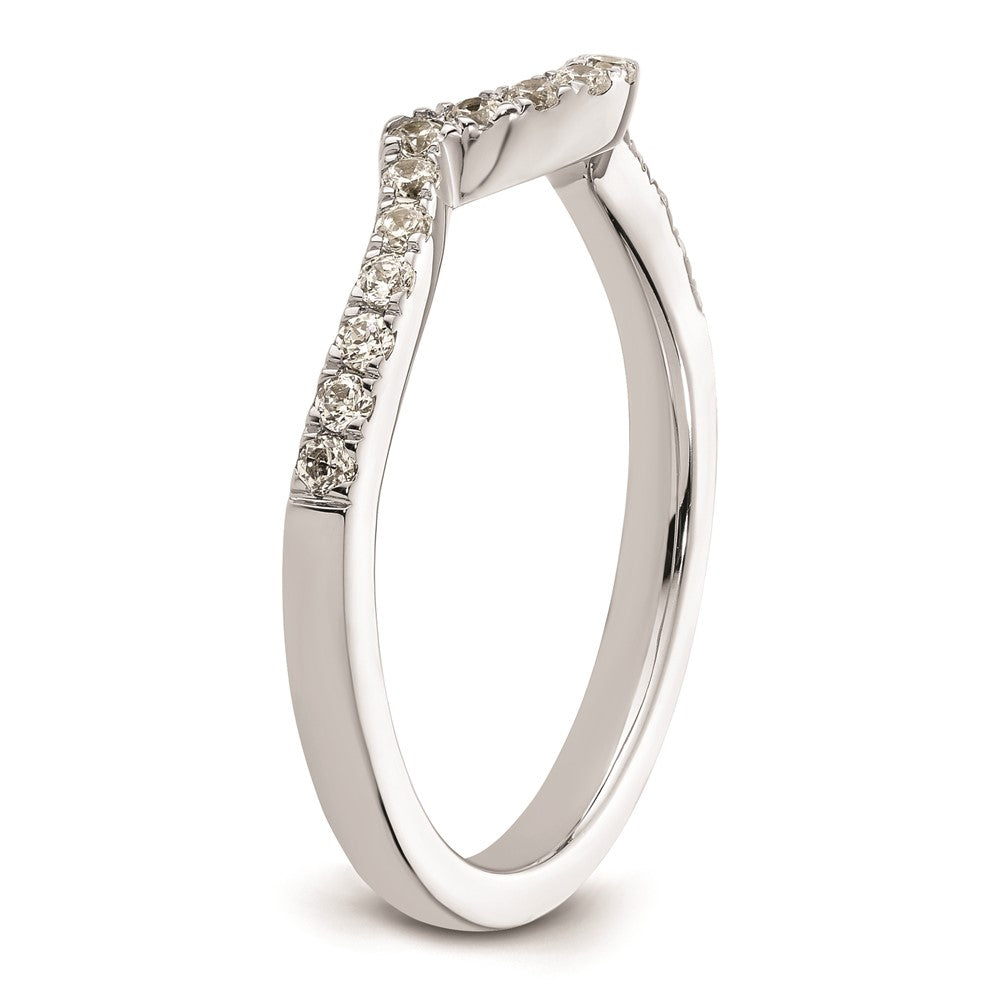 14K Weißgold Damen-Ehering mit natürlichen Diamanten, geschwungenes Design