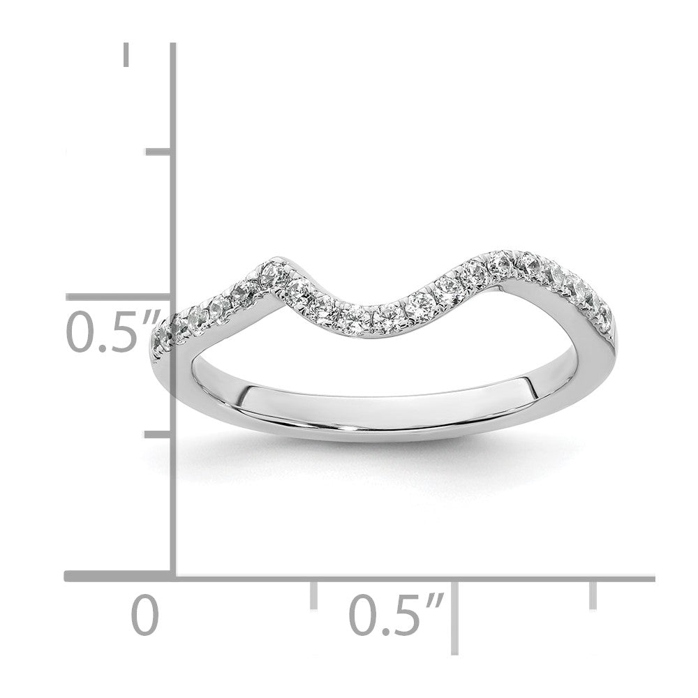 14K Weißgold Damen-Ehering mit natürlichen Diamanten, geschwungenes Design