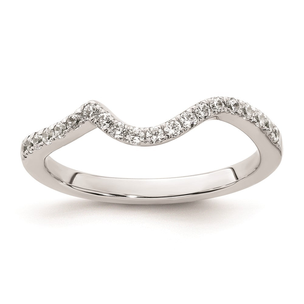 14K Weißgold Damen-Ehering mit natürlichen Diamanten, geschwungenes Design