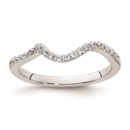 14K Weißgold Damen-Ehering mit natürlichen Diamanten, geschwungenes Design