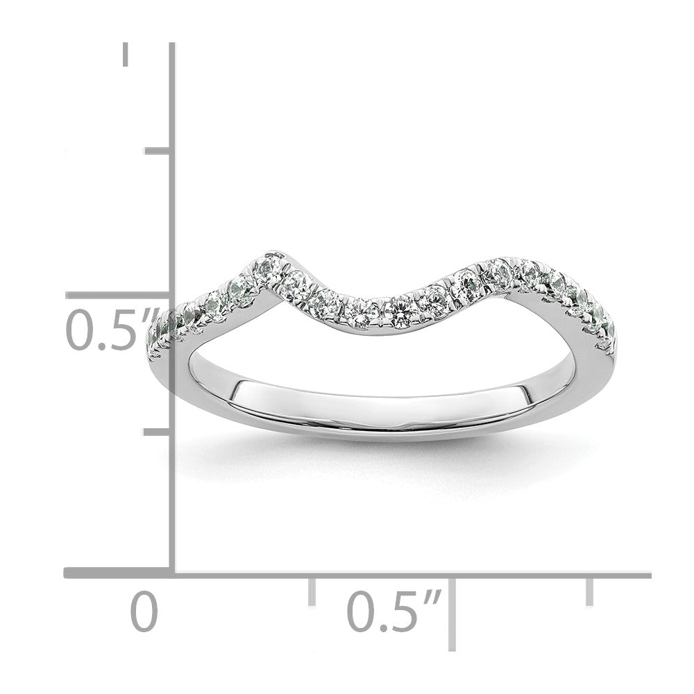14K Weißgold Ehering mit natürlichen Diamanten, konturiert