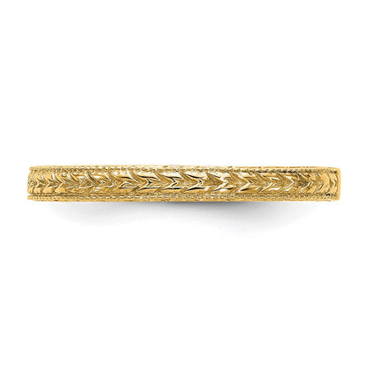 14K Gelbgold Geätzt Ehering Ring