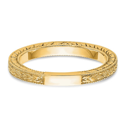 14K Gelbgold Geätzt Ehering Ring