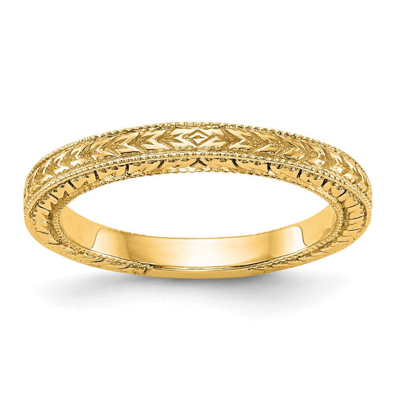 14K Gelbgold Geätzt Ehering Ring