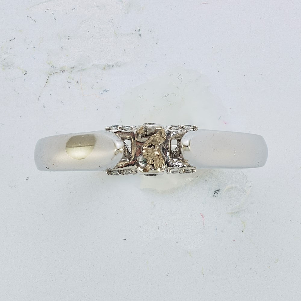 14K Weißgold Stift Set Synthetisch Diamant Verlobungsring