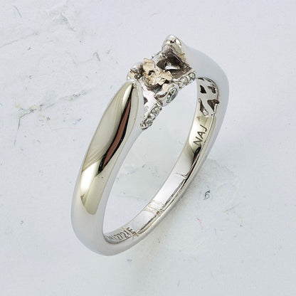 14K Weißgold Stift Set Synthetisch Diamant Verlobungsring