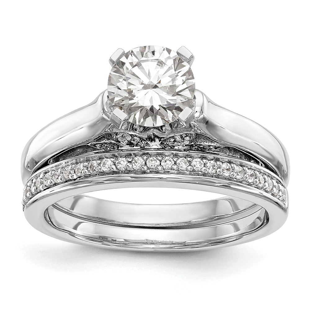14K Weißgold Stift Set Synthetisch Diamant Verlobungsring