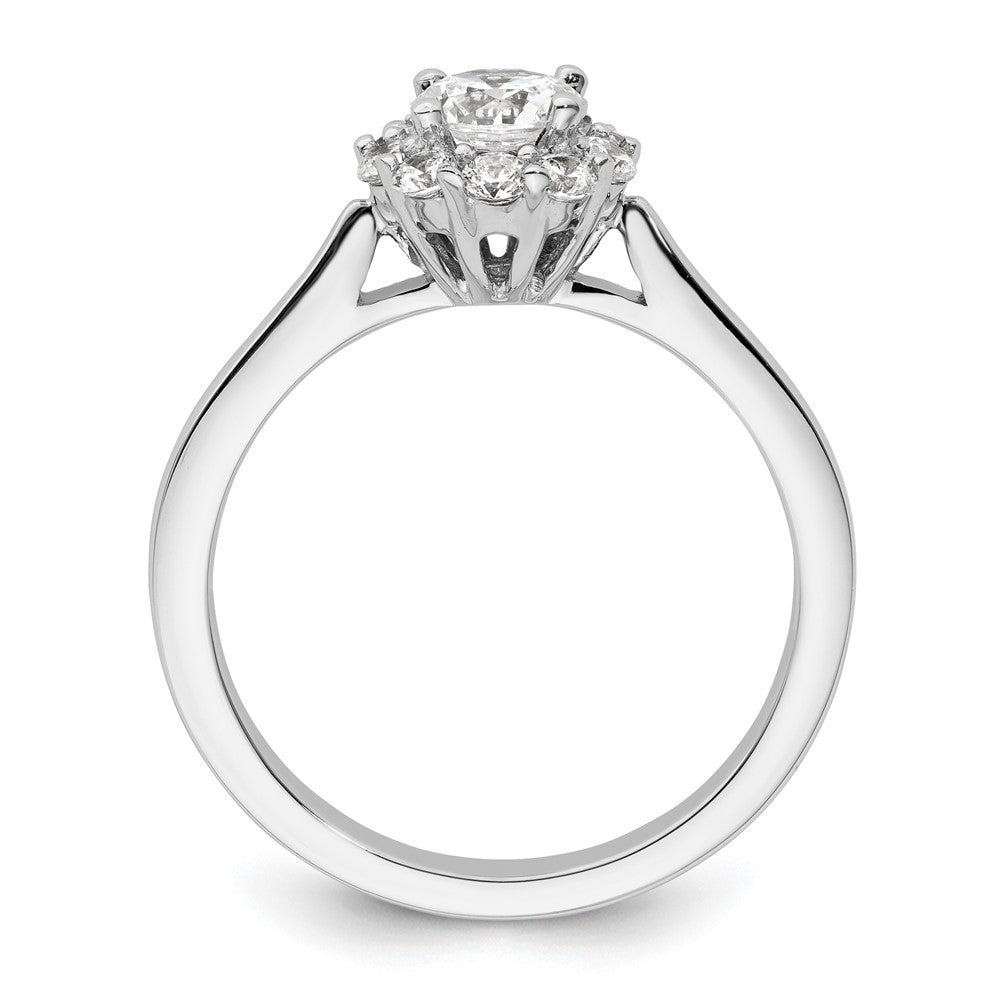 14K Weißgold Rund Heiligenschein Synthetisch Diamant Verlobungsring