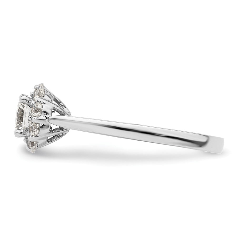 14K Weißgold Rund Heiligenschein Synthetisch Diamant Verlobungsring
