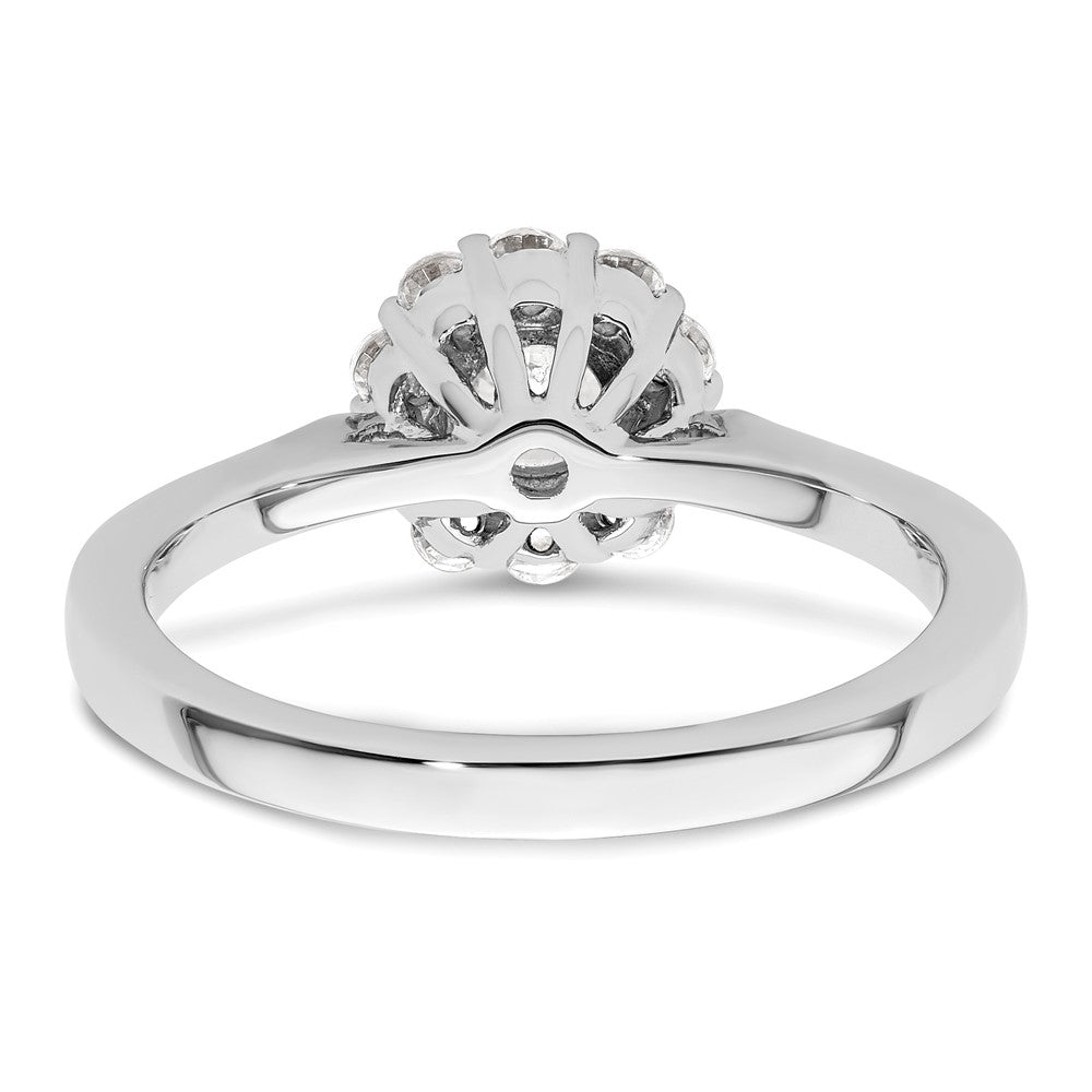 14K Weißgold Rund Heiligenschein Synthetisch Diamant Verlobungsring