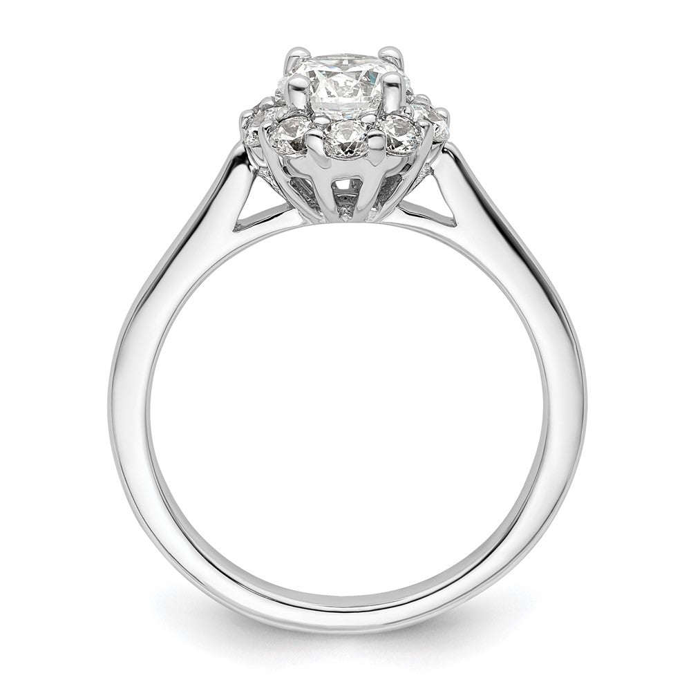 14K Weißgold Rund Heiligenschein Synthetisch Diamant Verlobungsring