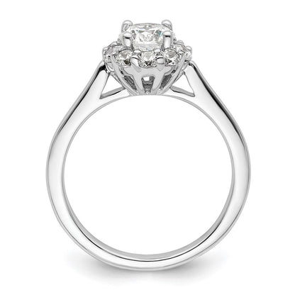 14K Weißgold Rund Heiligenschein Synthetisch Diamant Verlobungsring