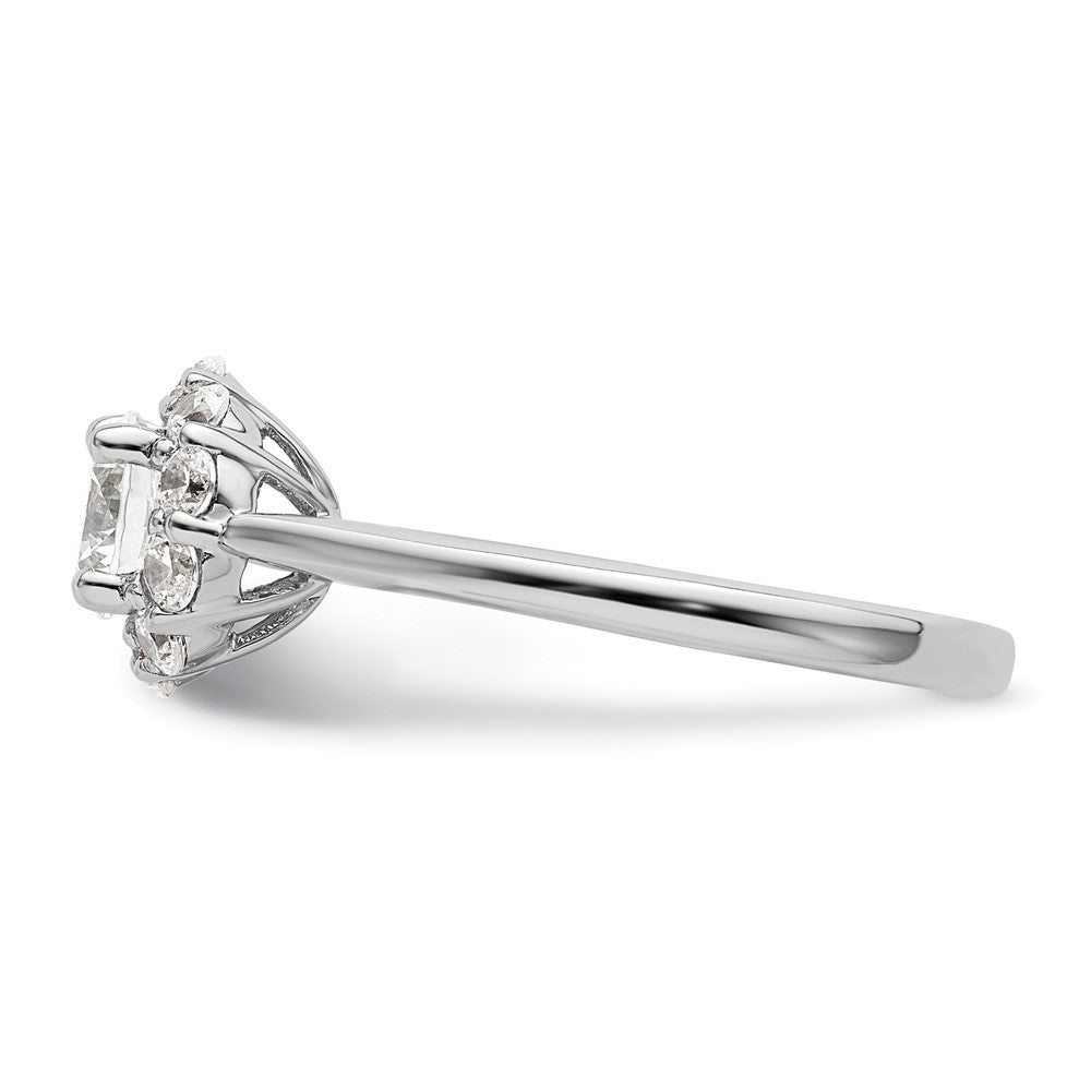 14K Weißgold Rund Heiligenschein Synthetisch Diamant Verlobungsring