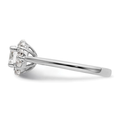 14K Weißgold Rund Heiligenschein Synthetisch Diamant Verlobungsring