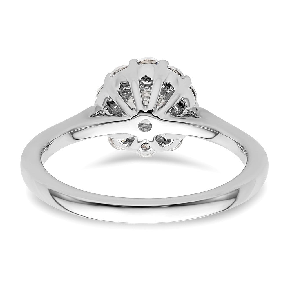 14K Weißgold Rund Heiligenschein Synthetisch Diamant Verlobungsring