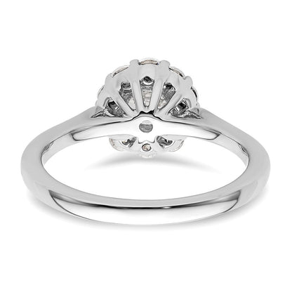 14K Weißgold Rund Heiligenschein Synthetisch Diamant Verlobungsring