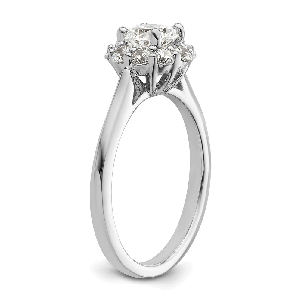 14K Weißgold Rund Heiligenschein Synthetisch Diamant Verlobungsring
