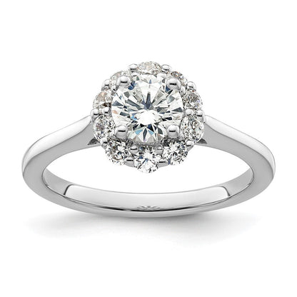 14K Weißgold Rund Heiligenschein Synthetisch Diamant Verlobungsring