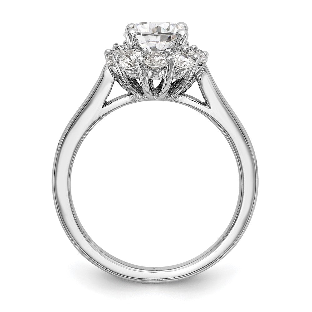 14K Weißgold Rund Heiligenschein Synthetisch Diamant Verlobungsring