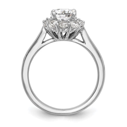 14K Weißgold Rund Heiligenschein Synthetisch Diamant Verlobungsring