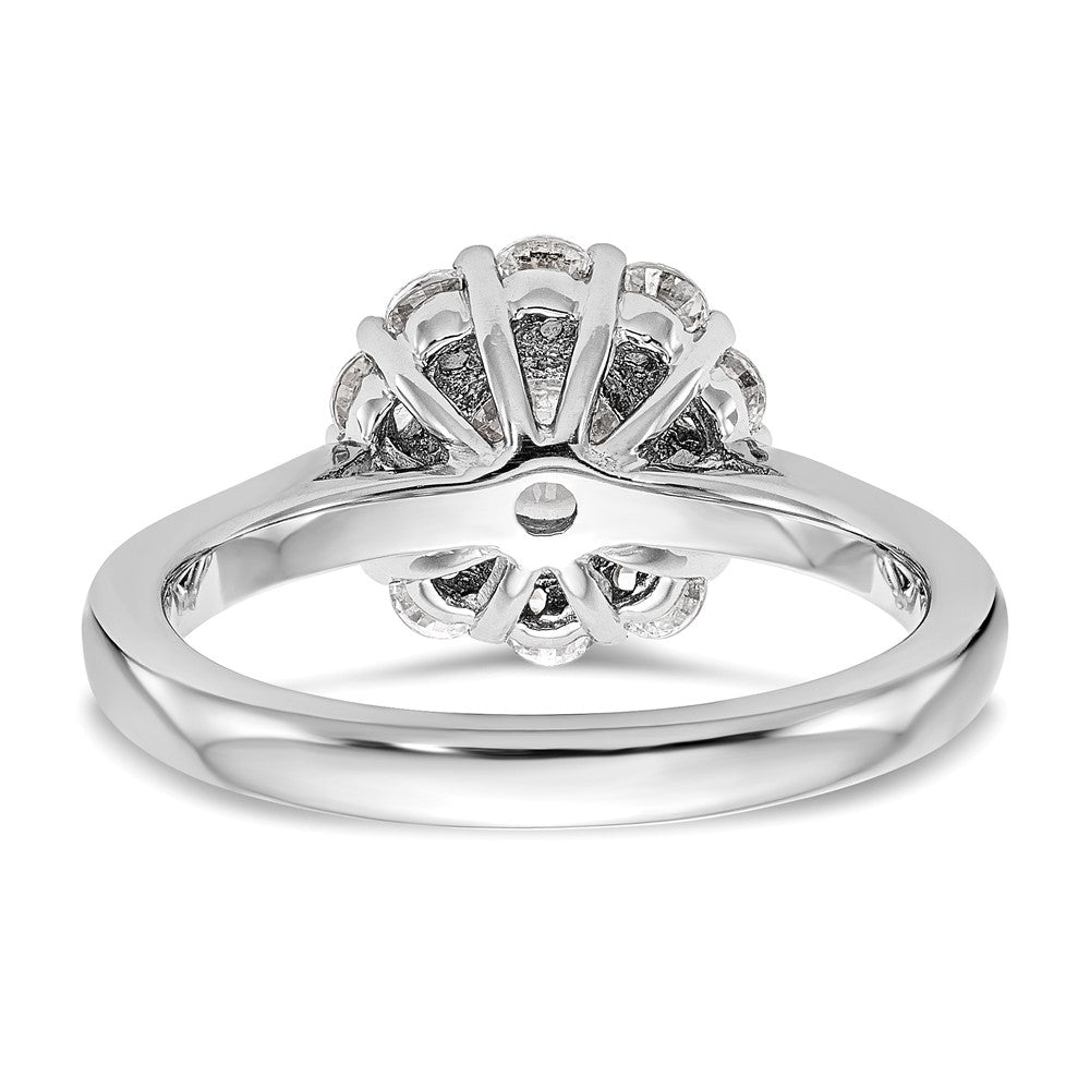 14K Weißgold Rund Heiligenschein Synthetisch Diamant Verlobungsring