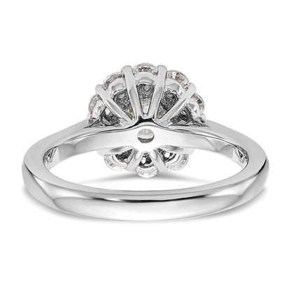 14K Weißgold Rund Heiligenschein Synthetisch Diamant Verlobungsring