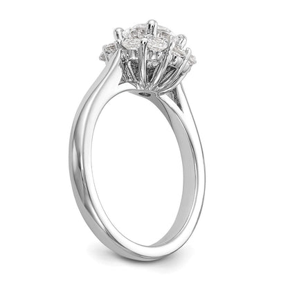 14K Weißgold Rund Heiligenschein Synthetisch Diamant Verlobungsring