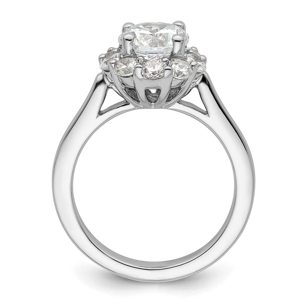 14K Weißgold Rund Heiligenschein Synthetisch Diamant Verlobungsring