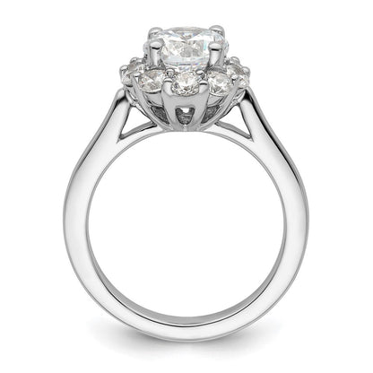 14K Weißgold Rund Heiligenschein Synthetisch Diamant Verlobungsring