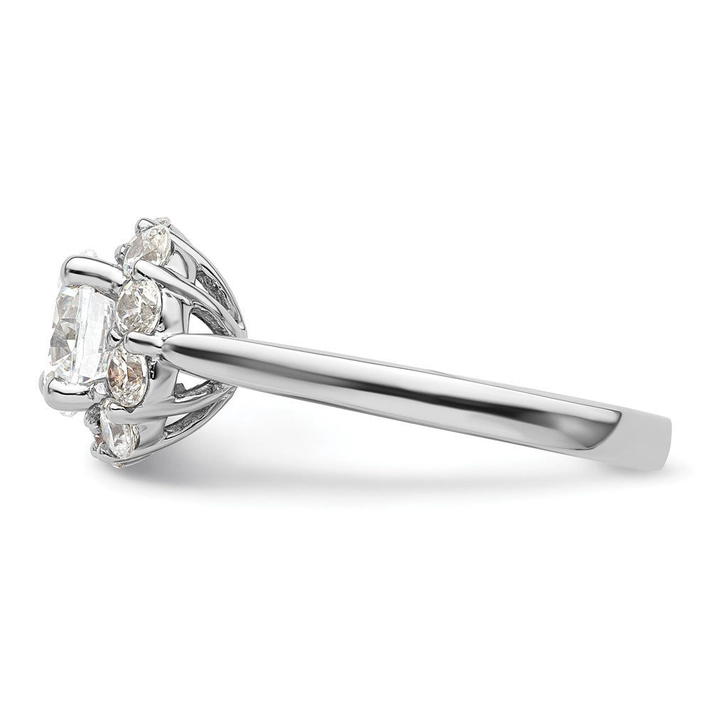 14K Weißgold Rund Heiligenschein Synthetisch Diamant Verlobungsring