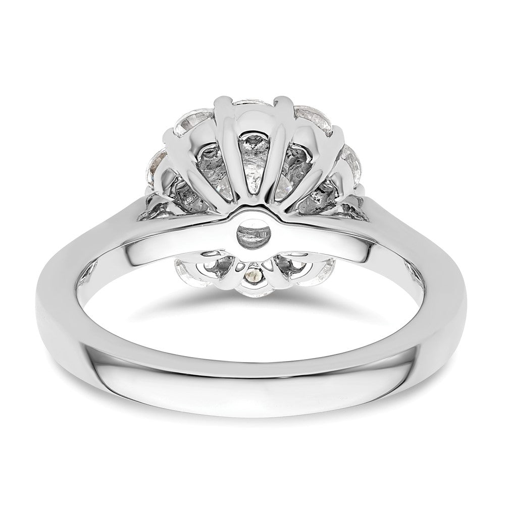 14K Weißgold Rund Heiligenschein Synthetisch Diamant Verlobungsring