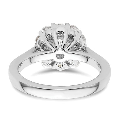 14K Weißgold Rund Heiligenschein Synthetisch Diamant Verlobungsring